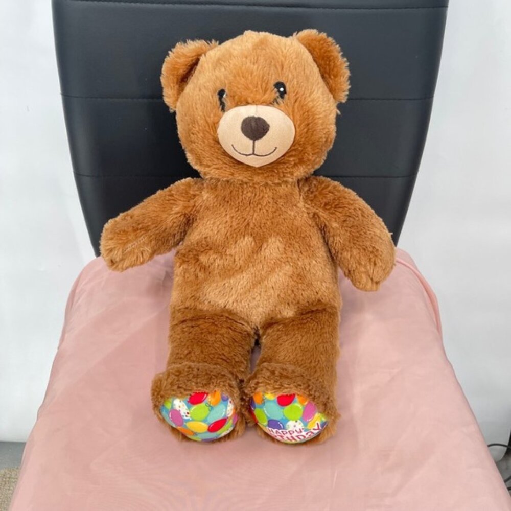 Build A Bear Brown Teddy Bear Plush Happy Birthday‎ Balloons BABW Stuffed Animal